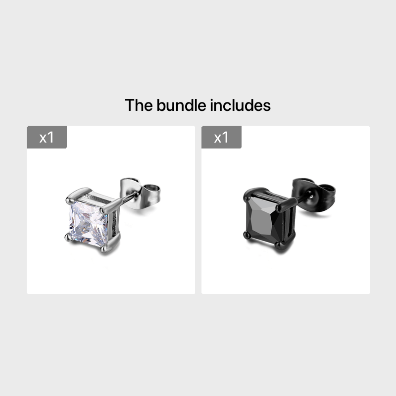Men's Titanium Steel Zircon Stud Earring Punk Rock Stud Earring